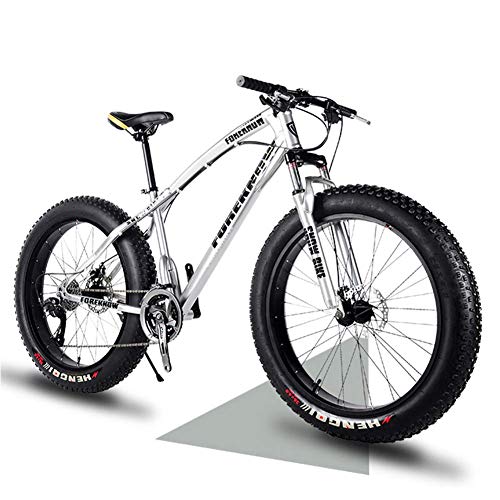 Vélo de Montagne 24 Pouces avec Gros Pneu, vélos de Montagne Semi-rigides pour Adultes Hommes Femmes avec Suspension Avant Freins à Disque mécaniques, vélo de Montagne en Acier au Carbone antidérapa