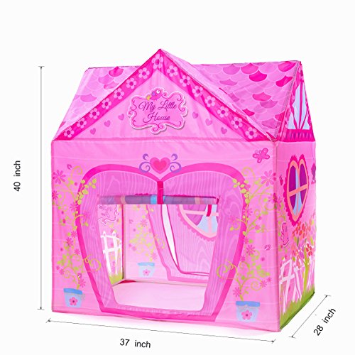 Kids Tent Princess Play Tent Pink Flower Pretend Playhouse for Girls Indoor and Outdoor Fun - Thumbnail 6