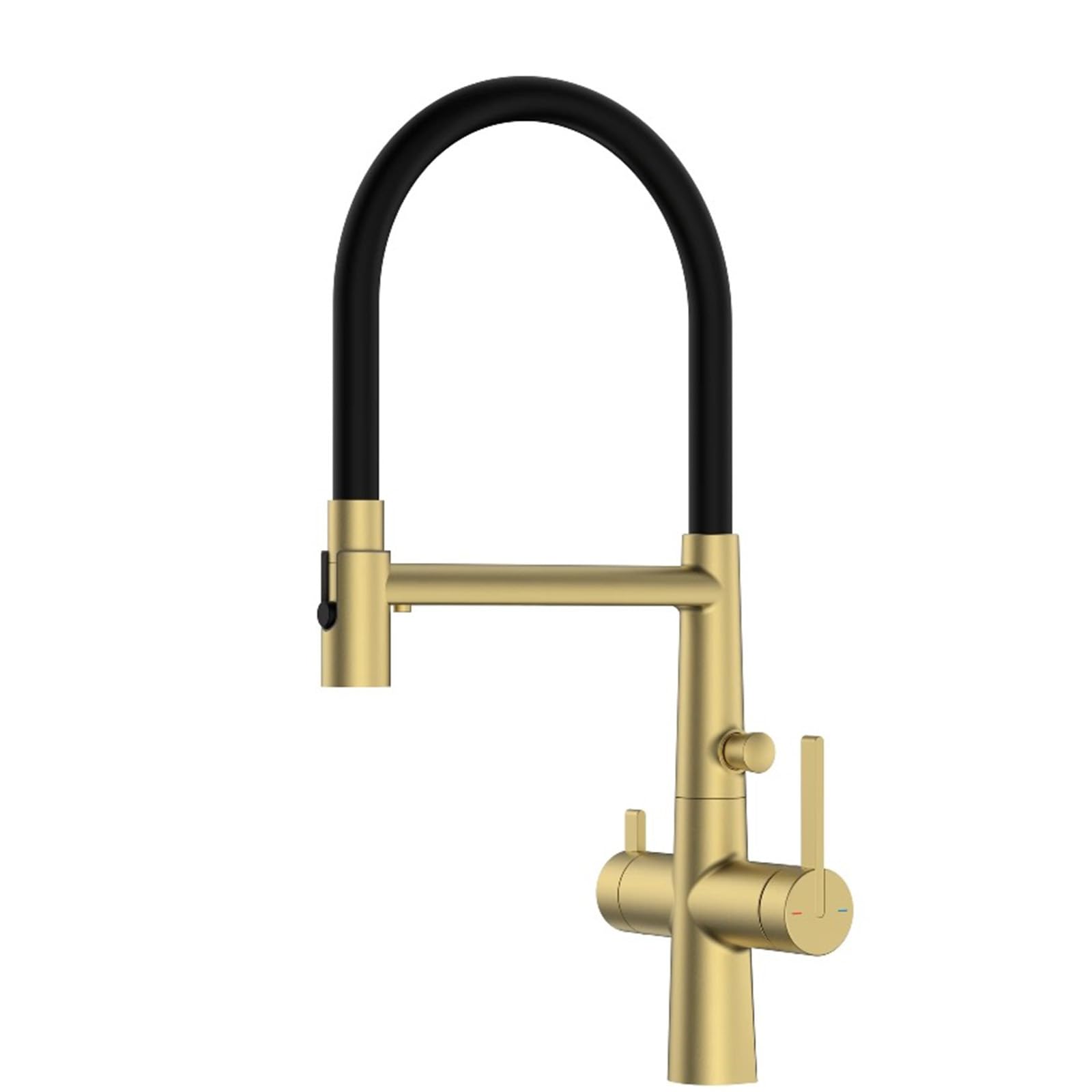 ZQFHSX Kitchen Mixer Tap, 3 Way Flexible Brass Rotating Single Hole Tap for Hot and Cold Purified Water