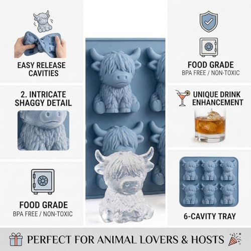 Molde para cubitos 3D vaca Highland de silicona miniatura 2