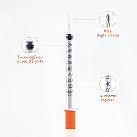 Vista 3 de Jeringas U-100 de 1 cc con 31g 5/16" (8mm), envueltas individualmente, paquete de 100
