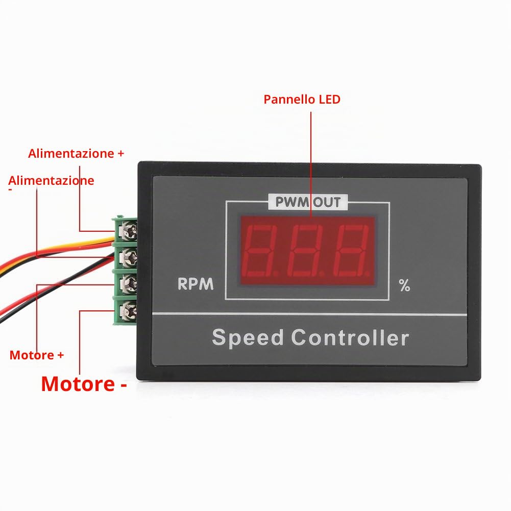 Regolatore di Velocità Regolabile DC con Display Digitale, Controllo Velocità Motore PWM con Interruttore DC 6V-60V