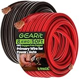GearIT 8 Gauge Wire Oxygen Free Copper OFC (50ft Each- Black/Red Translucent) 8 AWG - Primary Automotive Wire Power/Ground, Battery Cable, Car Audio Speaker, RV Trailer, Amp, Electrical 8ga - 50 Feet