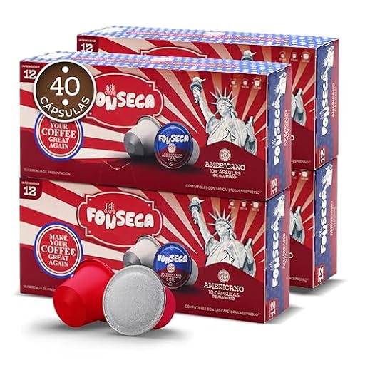 FONSECA Cápsulas Café Compatibles con Nespresso, Café 100% Americano, Pack de 40 Cápsulas Nespresso de Café de Origen Aromático, Tueste Medio Robusta y Arábica, Intensidad 12 Producido en Portugal | Ya disponible en tu tienda friki favorita! En mundofriki.es!