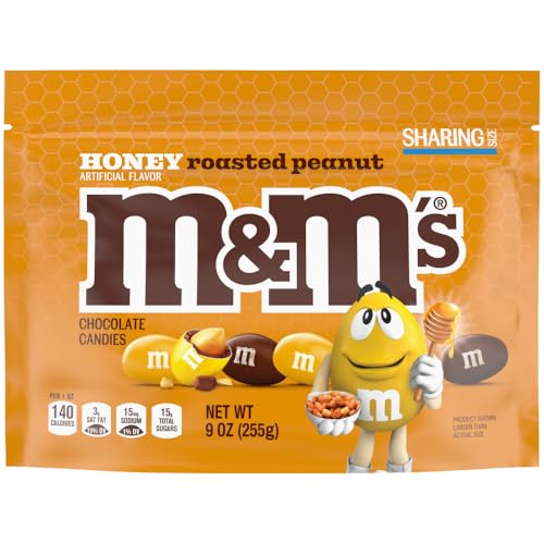 M&M'S Honey Roasted Peanut Milk Chocolate Candy Full Size Crunchy, Sweet and Salty Nutty On the Go...