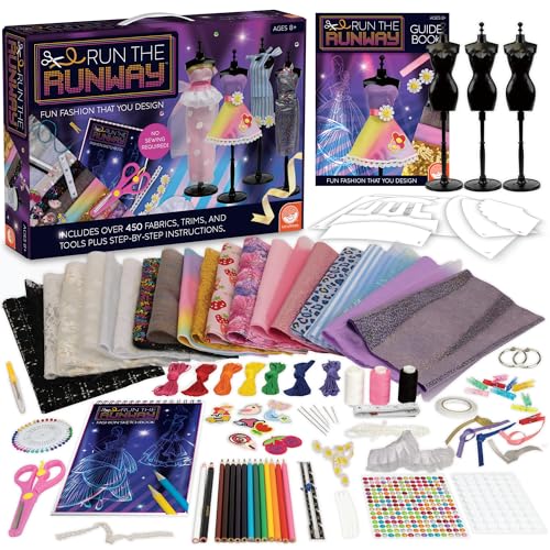 MindWare Fashion Designer Kits Ages 8+ - Run The Runway DIY Craft Kit for Girls - Creative Learning Activity for Kids - Design Dresses
