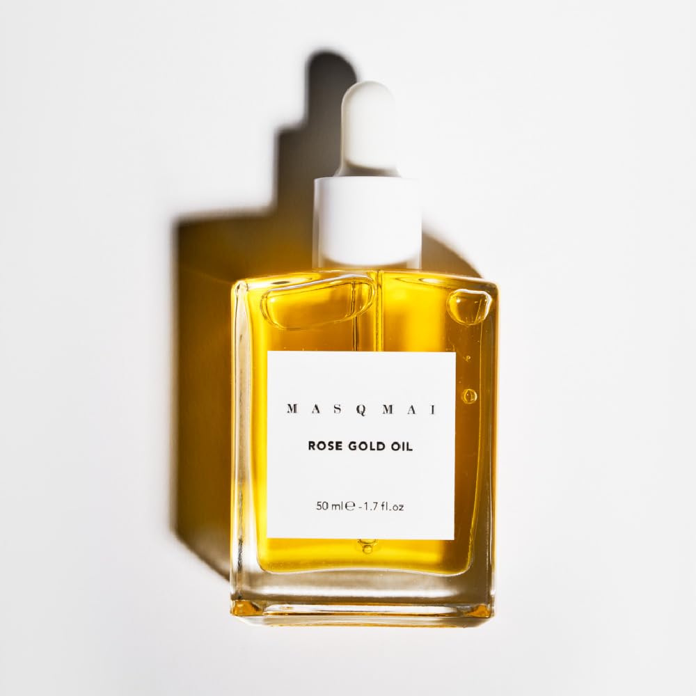 MASQMAI Olej z różowego złota, 100% naturalny olejek do twarzy, nawilża i zapobiega starzeniu się skóry, do suchej i bladej skóry, 50 ml