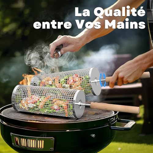 ivtivfu Panier de cuisson rotatif, emboîtable, Poignée Amovible, Inox 304 – vue 3