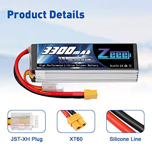 Zeee 14.8V 4S Lipo Battery 50C 3300Mah Soft Case Battery With Xt60 Plug For Rc Airplane Helicopter Rc Boat Uav Drone Fpv Rc Car Truck Boat(2 Packs) #TOP2