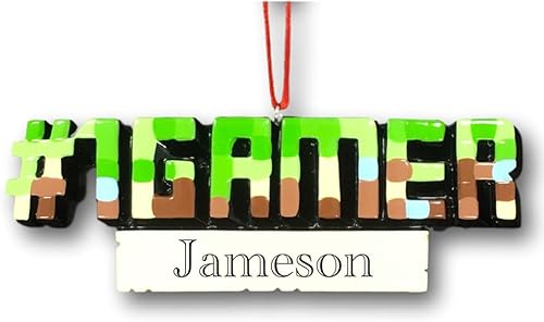 Miniatura 3 de Adorno de Navidad personalizado para videojuegos – #1 Gamer Pixel PC Game Hobby Lover – Nombre personalizado o etiqueta de jugador