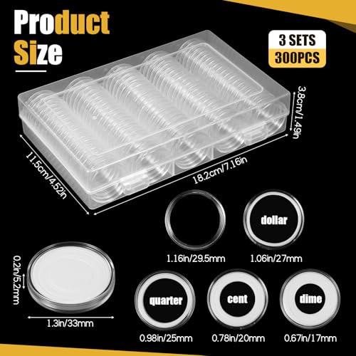 Set de 300 cápsulas para monedas con caja y espuma miniatura 2