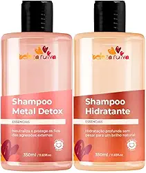 Beleza Ruiva – Kit Shampoo Essenciais | Hidratação, Detox e Proteção da Cor | Shampoo Hidratante e Metal Detox com Pantenol e Colágeno | Limpeza Suave e Brilho Duradouro