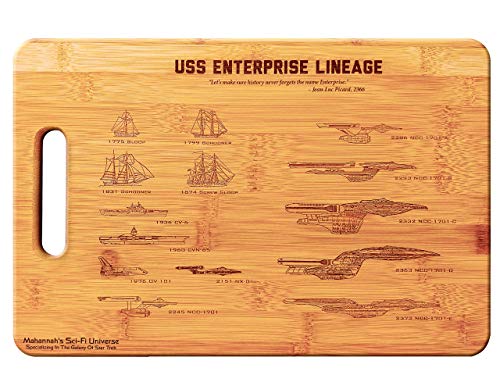 USS Enterprise Legacy- Large Bamboo Cutting Board, Wooden Cutting Boards for Kitchen, Wood Cutting Board, Butcher Block, Chopping Board, Charcuterie Board, Display Board
