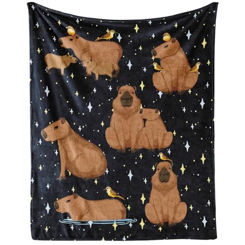 Throw Blanket for Girls Boys - 40x50 Inches Crib Size - Soft Fluffy Cozy Blankets Gift - Black Cute Blanket Throws for Travel, Office