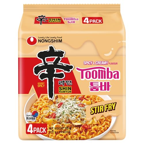 Image of Nongshim Shin Ramyun Stir fry Toomba Noodles - Spicy & Creamy Flavour - Pack of 5 (137g Each) | Total 685g