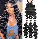 Body Wave Bundles Human Hair 26 28 30 Inch Human Hair Bundles 13A Brazilian Body Wave 3 Bundles 100% Unprocessed Virgin Hair Bundles Human Hair Extension for Women Natural Color