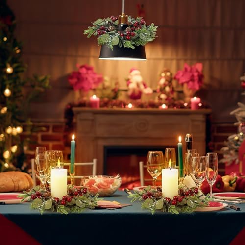 Image of 4 PCS Fall Halloween Christmas Wreath Candle Rings Wreaths Mini Wreath Holder Table Centerpiece Cabinets Wreaths for Thanksgiving Farmhouse Autumn Party Home Window Chair Wall Indoor Decorations