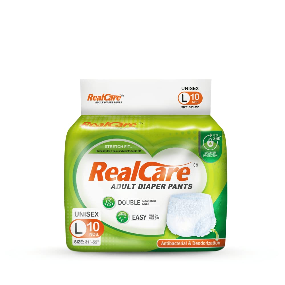 REALCAREUnisex Adult Brief, L, Size:31"-55" (10 Pads)