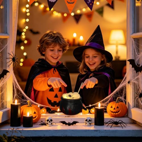 Caldero negro Halloween de diseño clásico con iluminación interior integrada 3