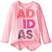 adidas Little Girls' Long Sleeve Girly Tee Shirt, Cotton Candy, 6