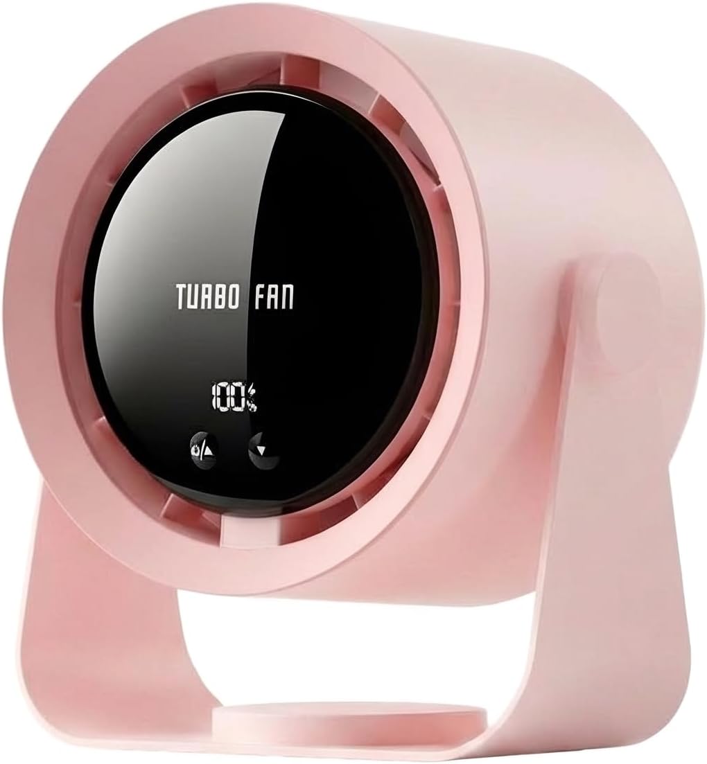 Desk Fan, USB Rechargeable Quiet Desktop Fan with 5400mAh Battery & LED Display, Adjustable Speed Control, 90° Tilt Head Hangable Table Fan for Office, Bedroom, Dorm, Kitchen (Deep Sky Grey)