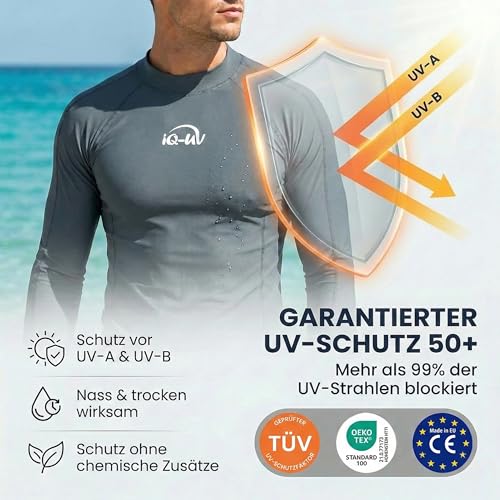 iQ-UV Herren UV Shirt Sonnenschutz Schwimmen Slim Fit iQ-Company Grau XL
