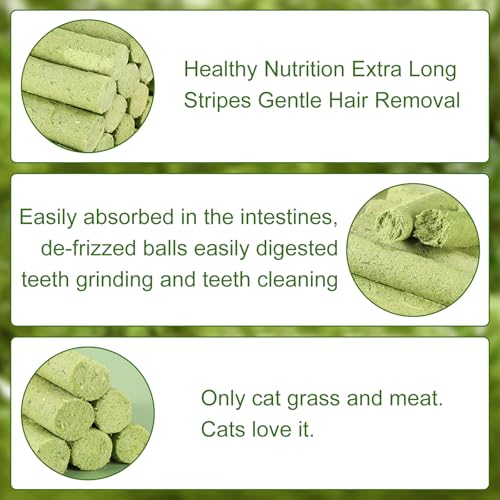 Katzengras Snack,60g Katzengras Sticks,Cat Grass Teething Stick,Beißstab aus katzengras, Gefriergetrocknet Snacks für Katzen,für die Zahnpflege und Haarknäuel Entfernen, Katzenminze