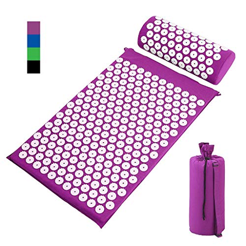 Sotech - Esterilla Acupresión,Masaje de acupresión Kit, de Masaje con Bolsa y Cojín para la Relajación de Salud y el Alivio del,Morado