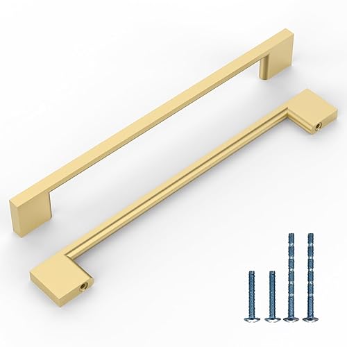 10 Pack 6.3 Inch(160mm) Kitchen Cabinet Handles Brushed Gold Cabinet