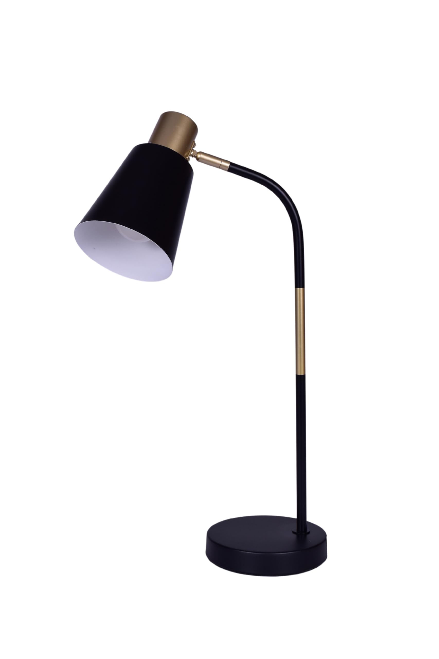 TEKLEDLED Desk Lamp | Elegance Curve Rotatable Table Light with Gold Steel Feature | Replaceable E27 Edison Screw Bulb Holder | for Bedside Reading Office Work Architects Students - Black