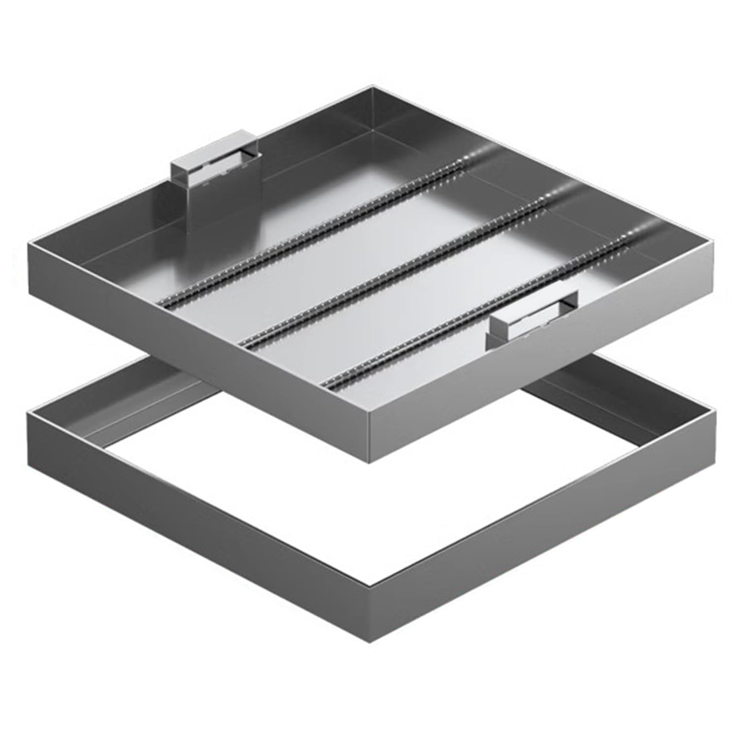 Regard de chaussée en inox 304 premium 70x70 cm avec poignée dissimulée esthétique