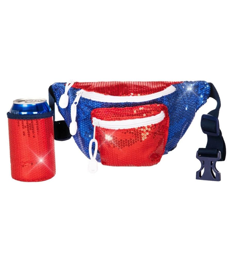 Tipsy Elves American Flag Fanny Packs with Drink Holder - USA Fanny Pack for 4th of July BBQ, Pool Party and Events
