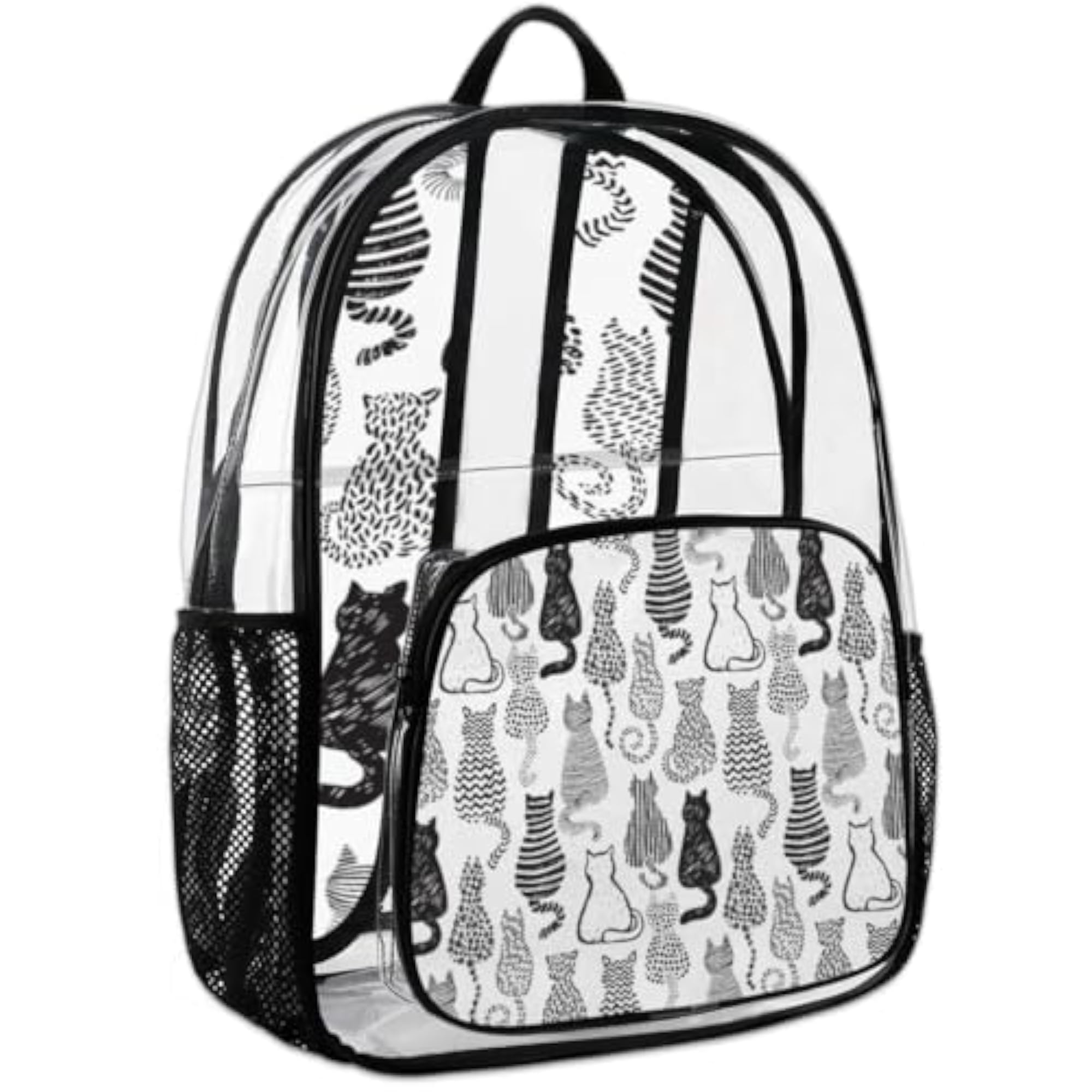 Black Cat Kitten Clear Backpack with Laptop Compartment