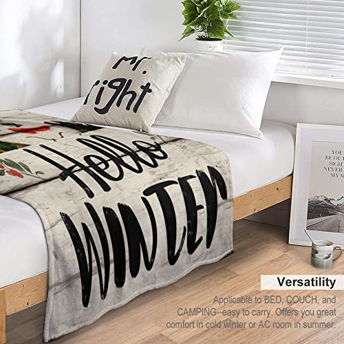 Couverture Hello Winter chaude en flanelle pour se réchauffer au lit