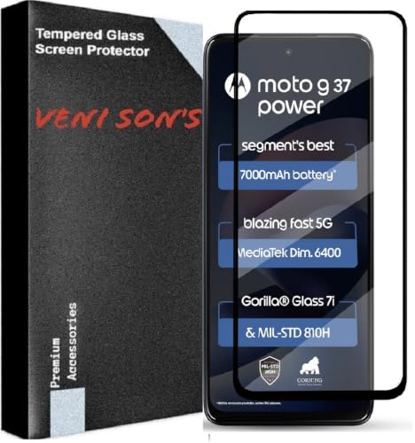 Image of VENI SON'S Scratch And Tear Resistant, Crystal Clear Edge to Edge Tempered Glass Screen Protector Guard Compatible With Moto G37 Power 5G
