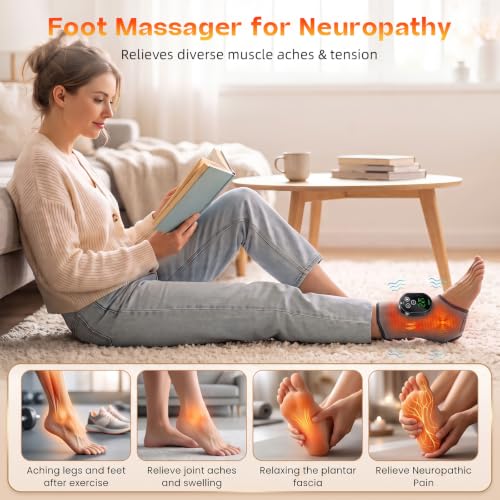 Masajeadores para pies inalámbricos con calor para alivio del dolor por neuropatía, 3 niveles de calor y vibración para alivio en tobillos, arco plantar y talón, mejora la circulación y alivia el dolor — 1 unidad miniatura 5