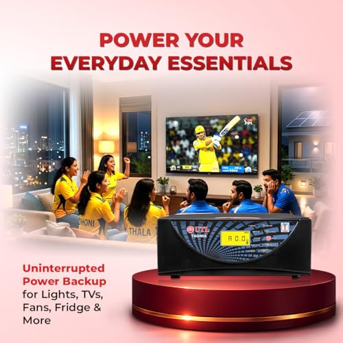 Image of UTL Taqnia 1012 Home Inverter 850VA Pure Sine Wave | 12V Inverter with LCD Display | DSP Technology | Compatible with Tubular, SMF & Gel Batteries | Homes & Backup (680, Watts)