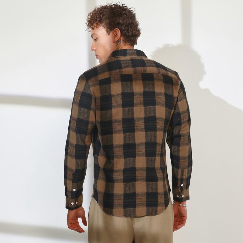 Image of CAHOOT Men's Multitrack Striped Oversized Shirt for Casual Wear | Spread Collar | Long Sleeve | Button Closure | Oversized Shirt Crafted with Comfort Fit for Everyday Wear