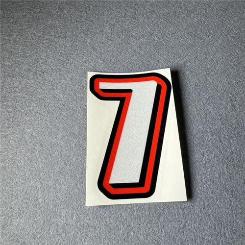 Car Styling Tape Custom Race Number Stickers for Motocross Helmet Motorbike Dirt Bike Auto Plate Racing Decal (Height 100mm, Number 7)