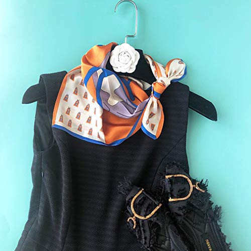 Small Square 100% Pure Mulberry Silk Scarf for Women Neckerchief Headscarf 21" x 21" Orange Horse3