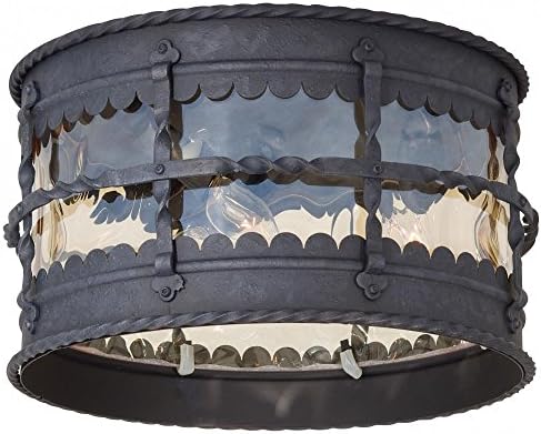 Minka Lavery Minka 8889-A39 European Influence Three Light Flush Mount from Mallorca Collection in Bronze/Darkfinish 3 Outdoor, Upc-747396080444