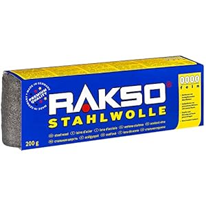 RAKSO staalwol extra fijn 0000-200 g, 1 banderol, gepolijst gewaxt hout, koper, messing, matte oppervlakken, reinigt glas