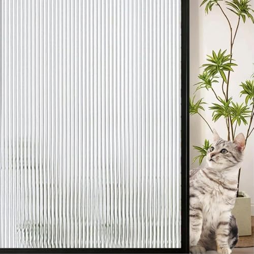 Image of CREON 3D Reeded Glass Window Film (24 inch X 48 inch Inch,) Heat Blocking, Static Cling, Non-Adhesive