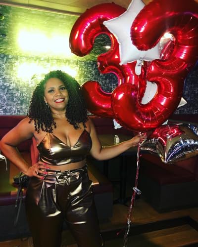 Image of 3 Balloon Numbers Birthday Decorations, 40In Red Balloons for Men Women | Eye-catching Appearance, Perfect Decorative Centerpieces, Convenient Self-sealing Structure, Widely for Various Occasions