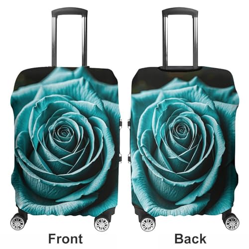 Teal Gray Rose Luggage Cover Elastic Suitcase Protector Case Anti-Scratch Washable Baggage Covers Protector For Traveling, Aircraft Consignment XL3