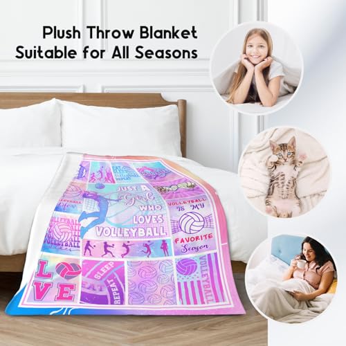 Volleyball Blanket - 30x40 Inches Sports Throw Blanket for Kids - Pink Soft Fuzzy Blankets for Couch & Office