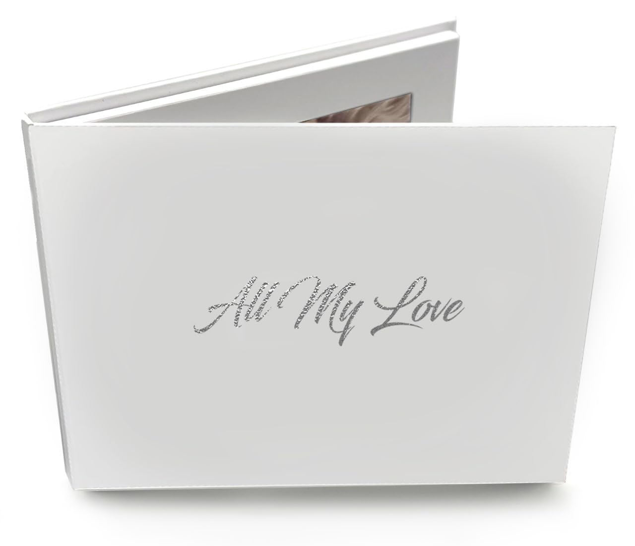7" IPS HD Video Memory Book - All My Love Silver Foil on Cover - A5 Hard Cover Video Booklet - 4GB Memory - Allows 4 Hours of Playback Time