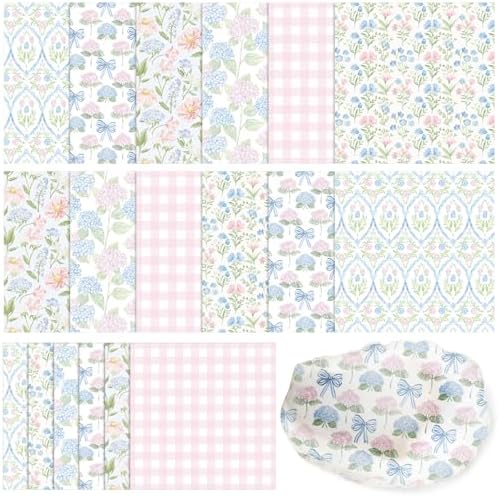 Yexiya 36 Sheet 6 Style Pastel Floral Paper Napkins for Decoupage Scandinavian Decorative Cocktail Napkin for Easter Spring DIY Crafting Furniture Nur