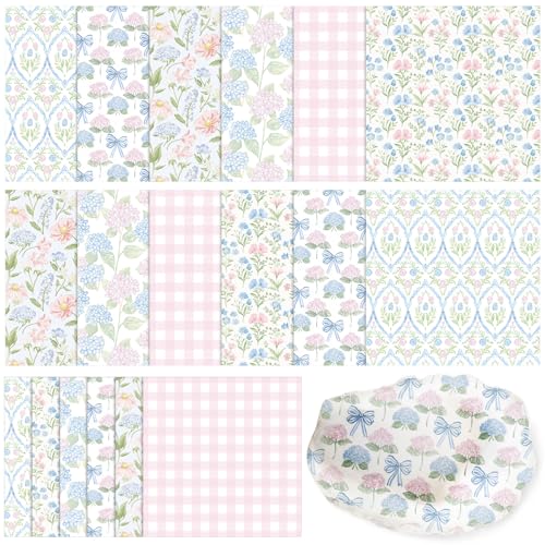 Yexiya 36 Sheet 6 Style Pastel Floral Paper Napkins for Decoupage Coquette Cottagecore Decorative Cocktail Napkin for DIY Crafting Furniture Nursery Modern Cottage Home Decor Unfolded 13 x 13 In