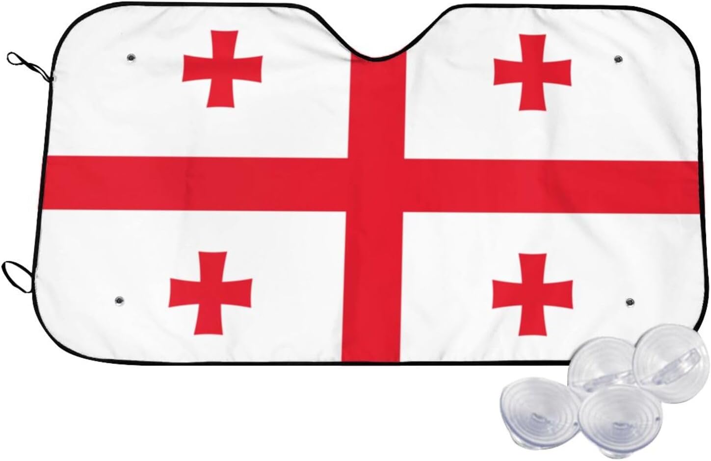 Flag of Georgia Print Foldable Car Windshield Sun Shade 55x30in